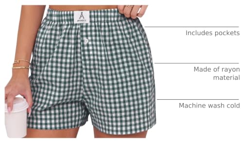 Image of ANRABESS Boxer Shorts for Women Gingham Pajama 2026 Summer Casual Lounge Sleep Plaid Shorts Y2K Beach Bottoms