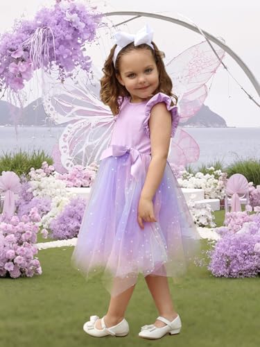 Miipat Toddler Girls Tulle Dress Flutter Sleeve Princess Party Dress Little Kids Fluffy Tutu Sundress2