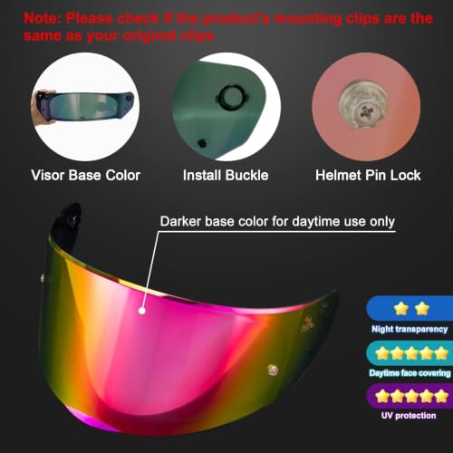 Image of PSLER Shatterproof Helmet Visor for Assault Rapid FF320 FF353,Rose Red | Impact-Resistant ,UV400 Protection, Motorcycle Tinted Face Shield for Assault Rapid FF320 FF353 FF328 ,Visor Replacement