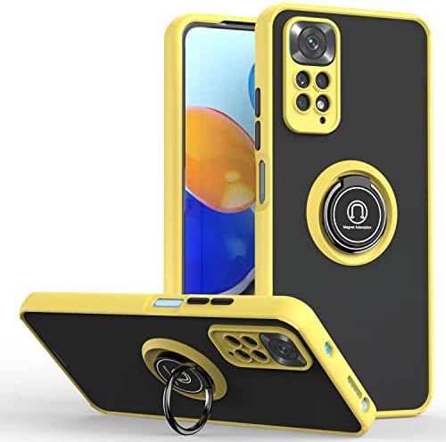 ILING Cover per Xiaomi Redmi Note 11/Redmi Note 11S 4G, [Protezione Anticaduta di Grado Militare] Traslucida Matte Sensazione di Tocco Ultra Sottile Antiurto Custodia con Anello Supporto (Rosso