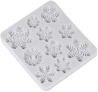 OUNONA Christmas 3D Silicone Baking Moulds - Christmas Snowflake Shaped Mould for Cake, Fondant, Chocolate - Flexible Baking Mould Tray for Desserts Assorted Colors