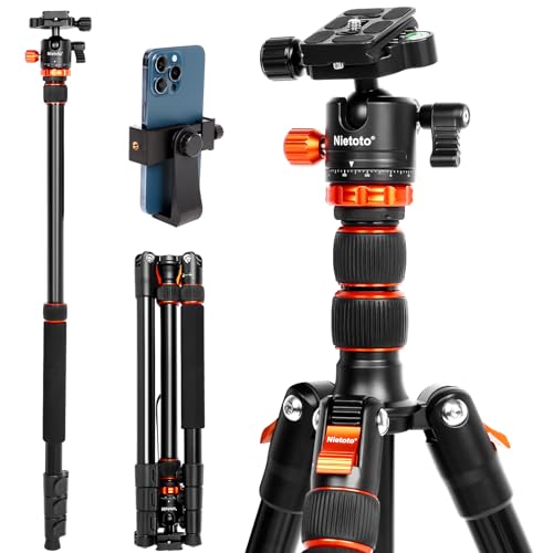 Tripod for Camera â€¢ 68\" Camera Tripod & Monopod with 360Â° Ball Head â€¢ Lightweight Aluminum Travel Tripod with Bag â€¢ Extra 1/4\" QR Plate and Phone Holder â€¢ Compatible with Canon Nikon Sony and iPhone