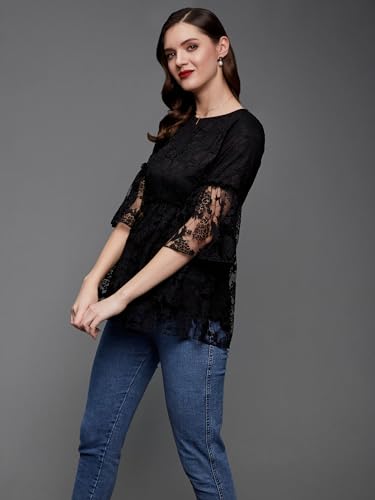Image of Miss Chase Women's Relaxed Fit Regular Lace Top