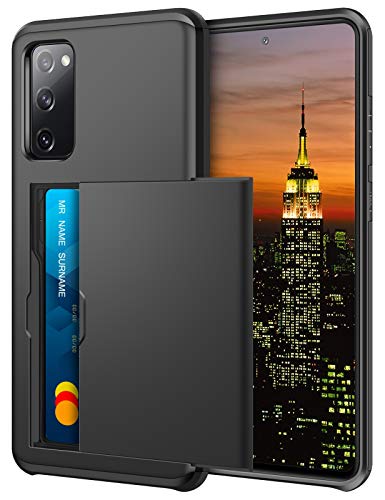 Coolden Coque pour Samsung Galaxy S20 FE Armor Antichoc Coque Portefeuille Housse de Protection Heavy Duty TPU Souple Rigide Bumper avec Porte-Carte Fentes pour Carte Étui pour Samsung S20 FE-Noir Cover