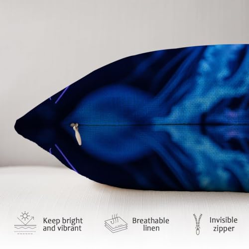Coussin exterieur resistant a l'eau meduse 50x50 bleu en lin