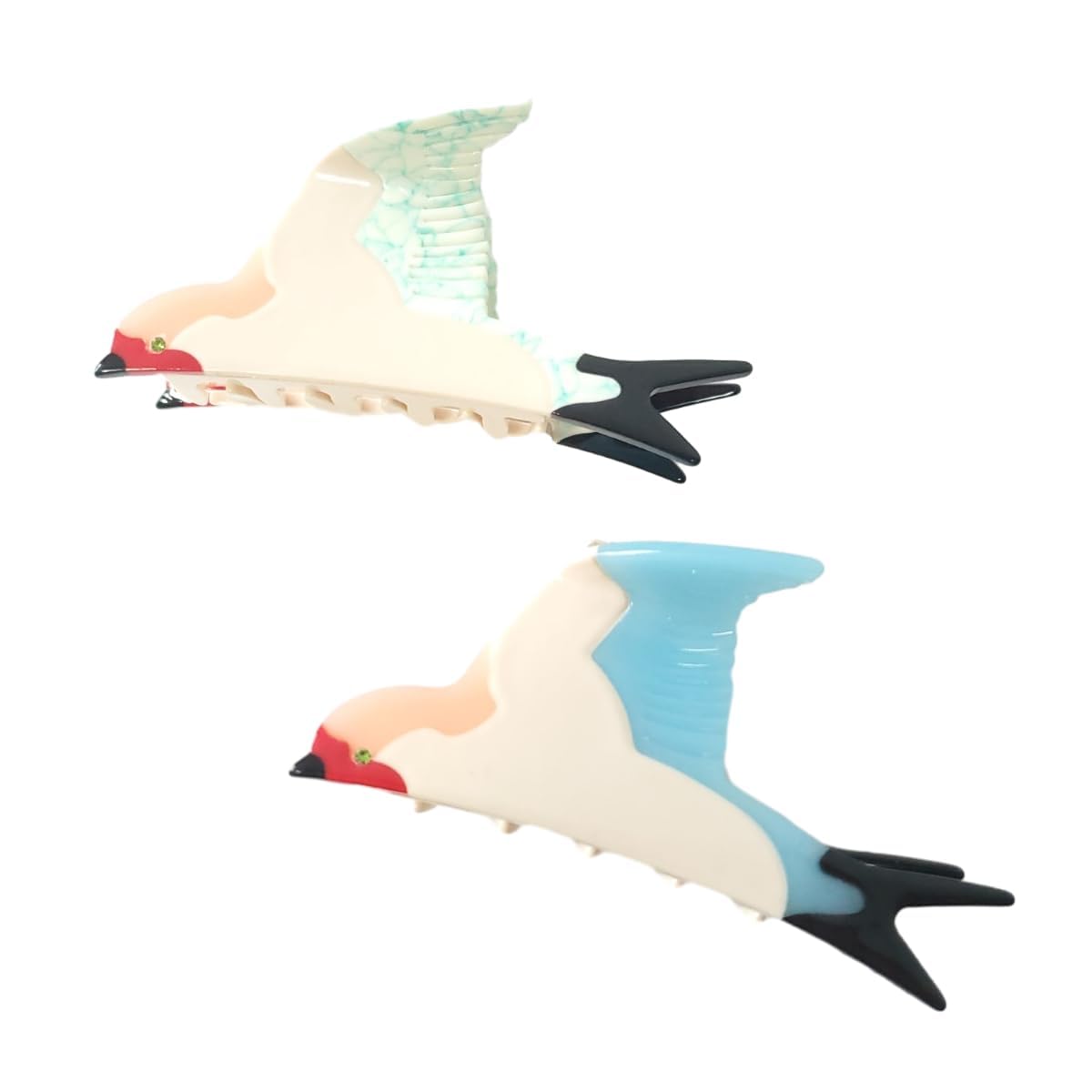 Swallow Hair Clip,Bird Shape Claw Clips,Acetate Hair Claw,Small Hair Clips for Women (Blue+Green)