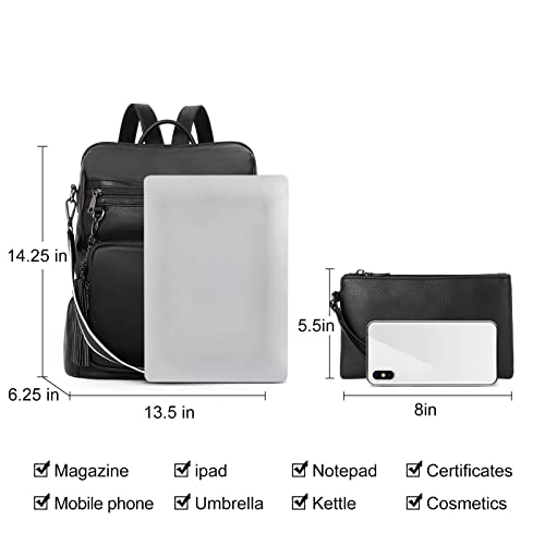 Cluci Womens Backpack Purse Leather Large Fashion Designer Travel Ladies Shoulder Bags With Wristlet 2Pcs #TOP2