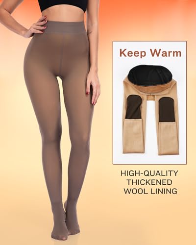 Image of ATHVOTAR Fleece Lined Winter Tights Women - Thermal Warm Opaque Pantyhose Thick Sheer Leggings