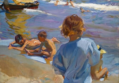 Joaquín Sorolla Enfants sur la plage affiche artistique 60x90cm pour décoration murale