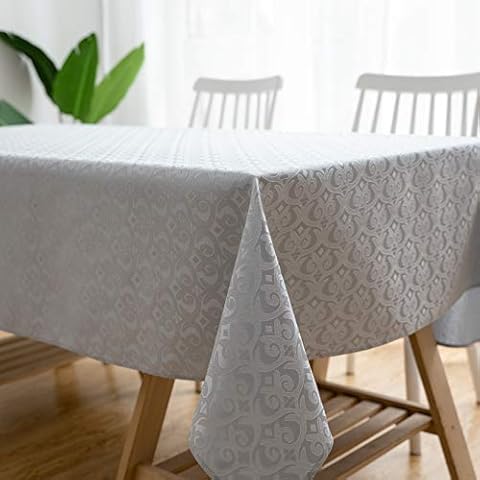 Aquazolax Daily Weights Damask Tablecloth for Rectangle/Oval Dinner Room 6 Feet Long Table, Seats 8-10 People 60 x 104-inch Blue Cover