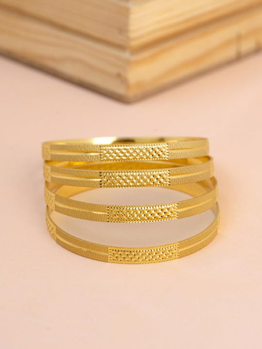 Image of Zeraki Jewels Women's Traditional Gold Plated Bangles Set | Elegant Designer Kada Bangles | Classic Ethnic Jewellery for Women & Girls | Perfect for Wedding, Festive & Daily Wear