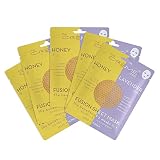 The Crème Shop Fusion Essence Sheet Masks - 2-in-1 Korean Face Mask for Moisturizing and Clarifying Dry, Congested Skin (Lavender & Honey/Set of 5)