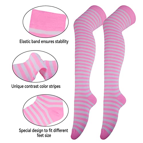Image of Over Knee Rainbow Thigh High Socks Cosplay Accessories for Women Fashion Wild Long Striped Leg warmers