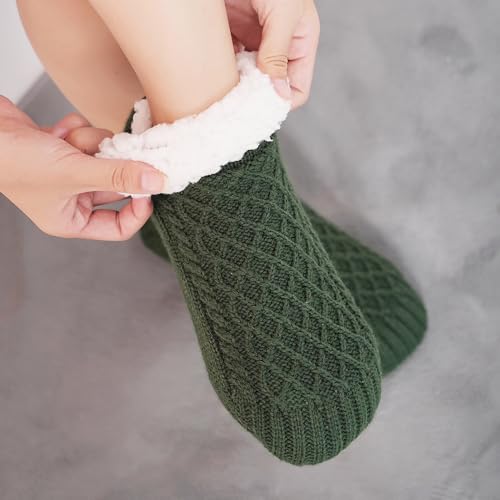 Image of Non slip floor socks Fuzzy Curly Fur Memory Foam Loafer Thick velvet slippers, autumn and winter warm home floor anti slip foot protection covers,