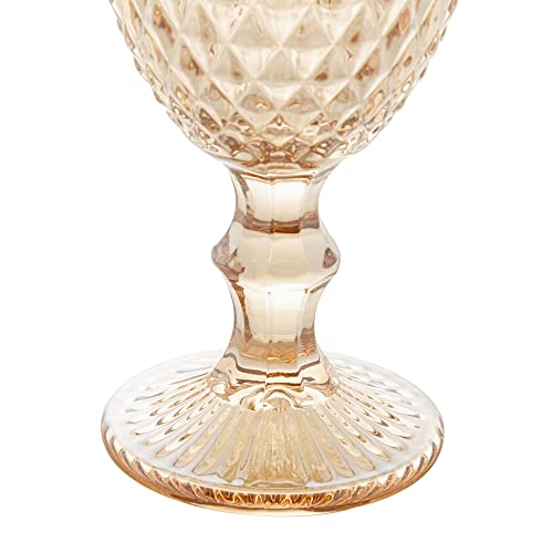 Lyor CJ 6 TAÇAS P/ÁGUA DE VIDRO BICO DE ABACAXI ÂMBAR METALIZADO 325ml