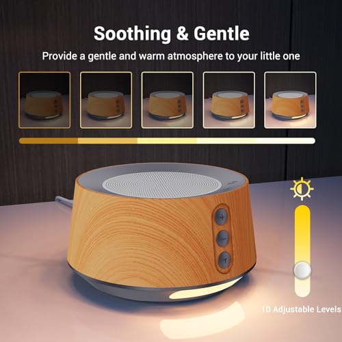BGOVERSS White Noise Sound Machine with 14 Soothing Sounds and 10 Levels Night Light for Sleeping, 5 Timers and Memory Feature Plug in Sound Machine for Nursery Baby Kids Adults, Zebra Wood - Thumbnail 5
