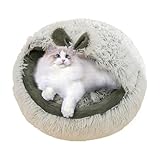 Überdachtes Katzenbett, halbgeschlossenes Katzenhöhle, Haustierbett, warmes Anti-Rutsch-Nest, Haustierzubehör für den Winter, Tiere, Kätzchen, Welpen, Innenbalkon, Wohnzimmer, Wohnung, Schlafzimmer