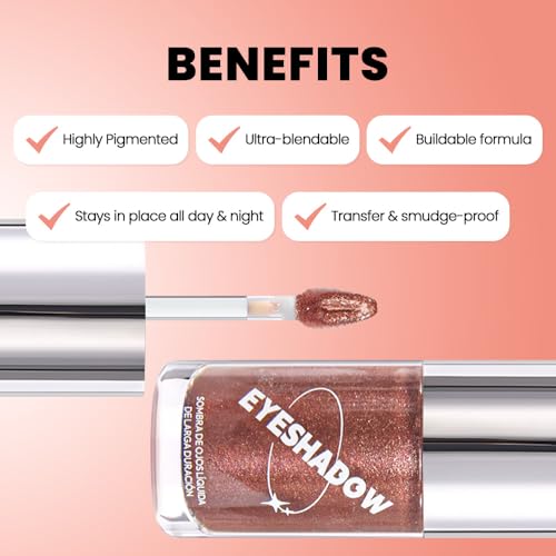 Image of SUAKE Liquid Sparkling Glitter Eye Shadow - Rose Gold Cherry Eyeshadow, Eyeliner, Eyelid Shimmer Highlight Makeup, Highly Pigmented sombra de para ojos,Waterproof Quick-Drying (04Sand#)