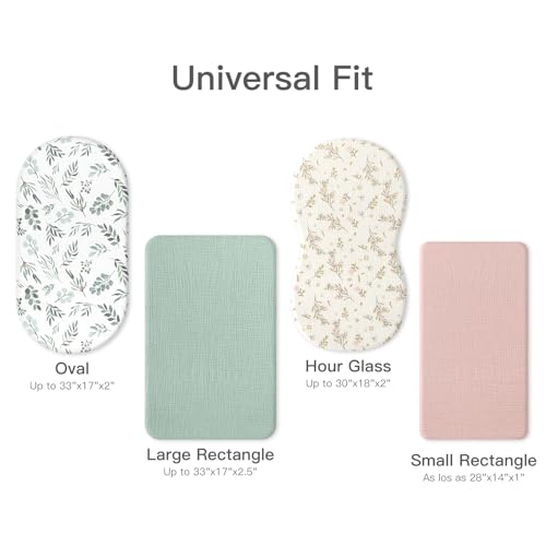 Image of Organic Baby Bassinet Sheets 2 Pack 33 inchx17 inch 100% Muslin Cotton for Baby Girl Boy, Soft Fitted Mattress Pad Cover Compatible with Halo BassiNest Swivel Sleeper, Graco, Baby Delight, Chicco, Angelbliss