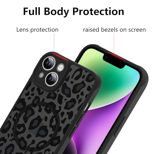 Image of KANGHAR Case for iPhone 14 Phone Case Leopard Printed Pattern | Cute Cheetah [Compatible with Magsafe] Protective Magnetic Case for Girls Women Men 6.1 inch