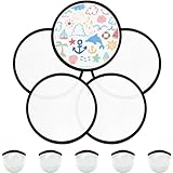 V-chen 5PCS Foldable Flying Disc Fans Set with Bags, 9.8 Inch Black Egde Fabric Beach Flying Disc for Wedding Gift Party Favors Outdoor Activity