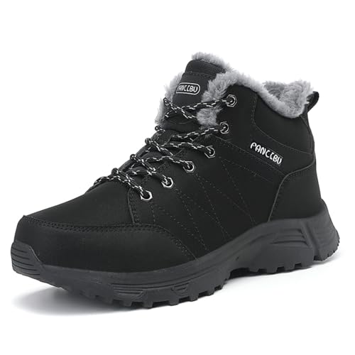 Snow Boots for Men Waterproof Hiking Winter Boots With Warm Fur Lined Non-Slip Wide Ankle Snowboots for Outdoor