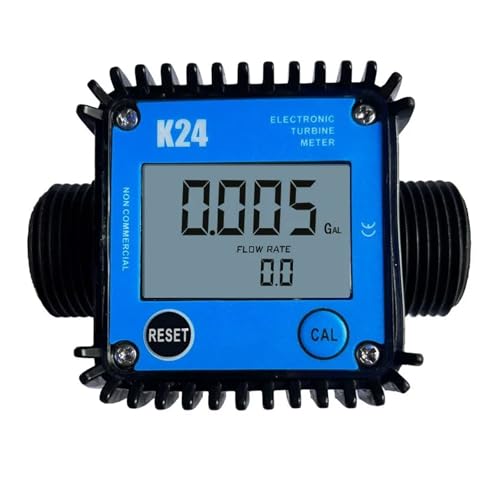 1インチ K24 電子タービン流量計 DN25 プラスチック外ネジ 高精度流量計 水 燃料 尿素 ディーゼル用 明確な読み取り(Model1)