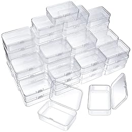 SATINIOR 48 Packs Clear Small Plastic Containers Transparent Storage Box with Hinged Lid for Small Items Crafts Jewelry (3.27x2.13x1.02 Inches)