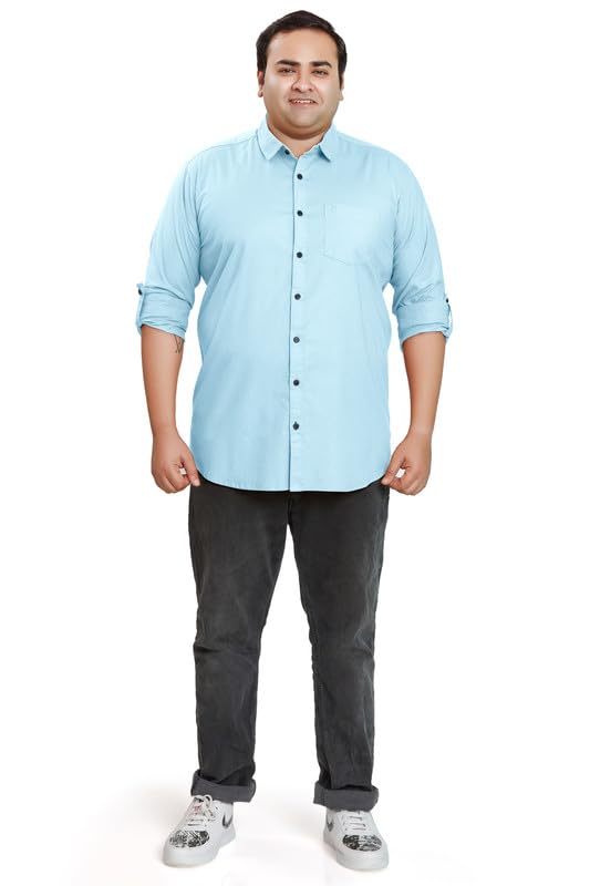 Image of BE ACTIVE Plus Size Lycra Cotton Satin for Men Shirts|| All Plus Size Men|| Cotton Stylish Full Sleeves Shirt for Men