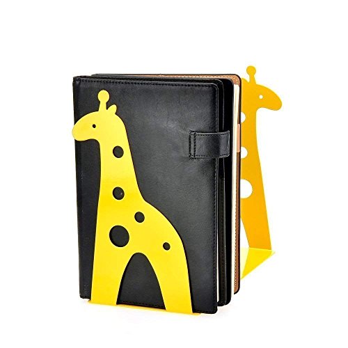 Gelbe Giraffe Buchstützen oder Buchstützen in Giraffenform, rutschfest Edelstahl Buchständer Organizer Kunstgeschenk