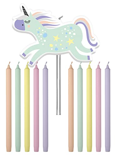 Folat Velas Unicorns & Rainbows 10cm-11 piezas, multicolor (68380)