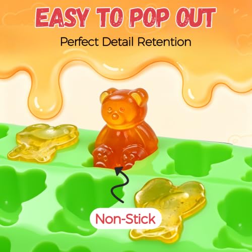 Image of Large Gummy Bear and Worm Mold Silicone, 4 PCS No Stick Chocolate Candy Gummy Molds