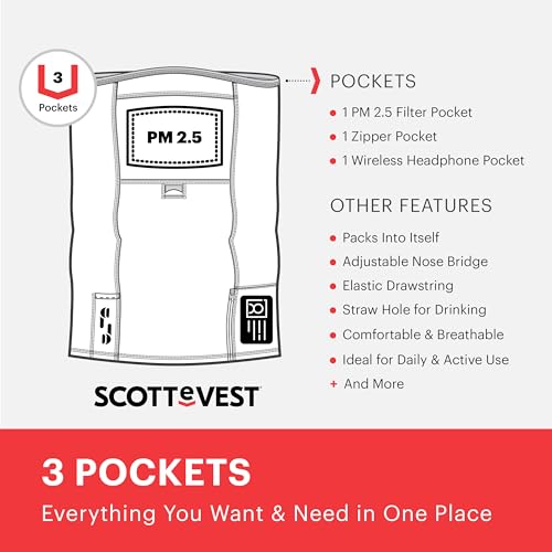 SCOTTeMASK Neck Gaiter Face Mask - 3 Hidden Pockets - Lightweight Bandana - Travel Essentials for Skiing & More2