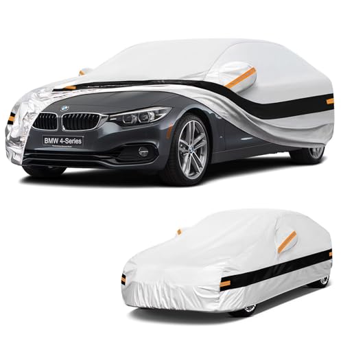 Image of 10 Layers Car Cover Custom Fit for BMW 4Series (2013-2026) F32, F33, F36, G22, G23, G26, Waterproof All Weather for Automobiles, Outdoor Full Cover Sun Dust Rain Protection with Cotton. Silver