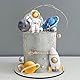 Golden Space Cake Dekoration Weltraum Tortenaufleger Astronaut Rocket Stars Tortendekoration für zwei Der Mond Erste Reise um die Sonne Geburtstag BabyShower