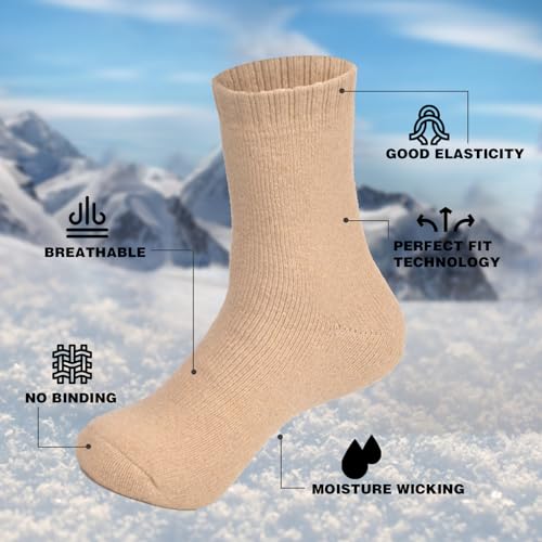 3 Pairs Women Marino Wool Socks Large Size Heavy Winter Warm Thermal Cashmere Soft Super Thick Socks Cold Weather3