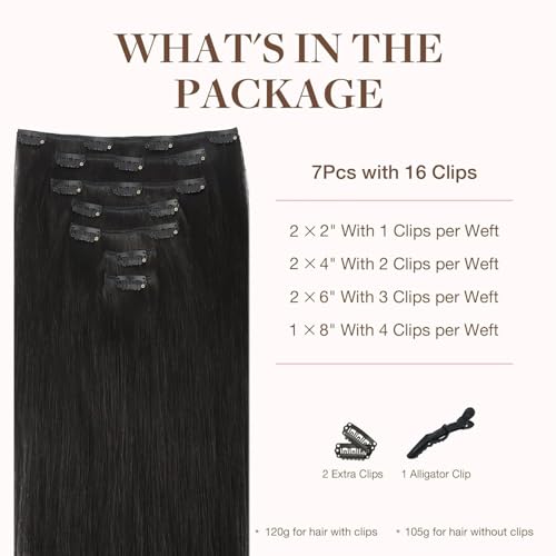 Goo Goo GOCLNEW#1B-20 Clip In Hair Extensions Real Human Hair thumb #1