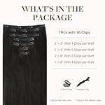 GOO GOO Clip in Hair Extensions Real Human Hair, Remy Human Hair Extensions Clip ins for Women, Natural Human Hair, 20inch 120g 7Pcs, 1B Natural black - Image 2