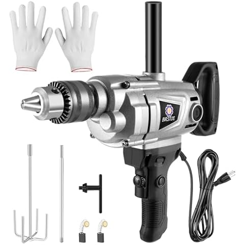 10-Amp Corded Duty Drill Mixer Set, Mixing Drill Machine with Spade Handle for Drilling and Mixing, Variable Speeds Concrete Mud Mixer, for Mixing & Drilling Cover