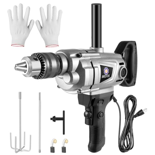 10-Amp Corded Duty Drill Mixer Set, Mixing Drill Machine with Spade Handle for Drilling and Mixing, Variable Speeds Concrete Mud Mixer, for Mixing & Drilling