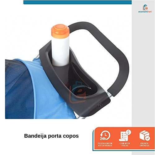 Carrinho Passeio Pet Cao e Gato Com Cesto e Porta Copos Azul