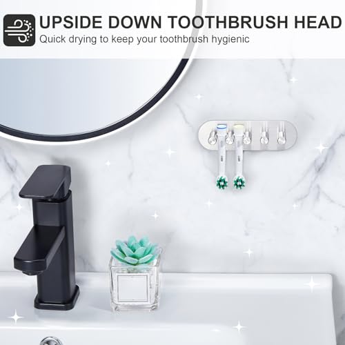 YAYINLI Toothbrush Holder, Electric Toothbrush Holder Wall Mounted, Anti-Rust Metal Toothbrush Head Holders for Bathroom, Self Adhesive Non Screw Tooth Brush Holder Organiser (Silver, Large) - Cosy Home Interiors YAYINLI Toothbrush Holder, Electric Toothbrush Holder Wall Mounted, Anti-Rust Metal Toothbrush Head Holders for Bathroom, Self Adhesive Non Screw Tooth Brush Holder Organiser (Silver, Large) - Image 5