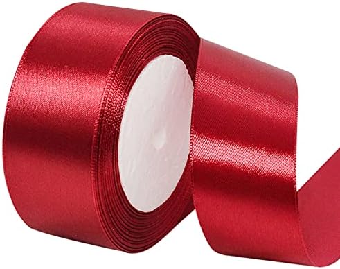 Red Satin Ribbon 10mm, 22M Solid Colors Fabric Red Ribbon for Crafting, Gift Wrapping, Balloons, DIY Sewing Project, Hair Bows, Xmas, Valentine, Presents Bouquets Floral Wedding & Cake Decoration