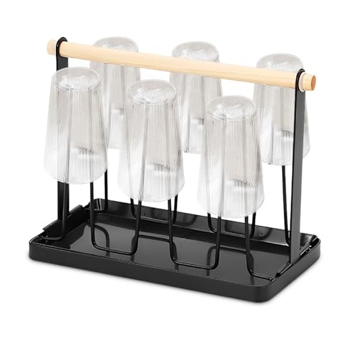 Escurreplatos para botellas, soporte para 6 botellas, soporte para botellas SodaStream, escurridor de botellas, soporte multifuncional para almacenamiento de botellas
