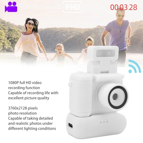 Cámara Digital Mini Llavero 1080P con Linterna Blanco miniatura 3