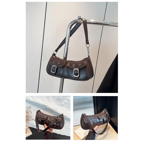 Image of Vintage Buckle Punk Purse for Women, Retro Y2K Shoulder Bag, Mini Hobo Clutch Aesthetic Purse for Travel Shopping