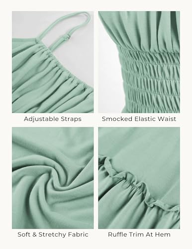 Image of GRACE KARIN Women's Summer Maxi Dress 2026,Smocked Ruched Bust Sundress with Adjustable Straps & Pockets-Beach Vacation Dress