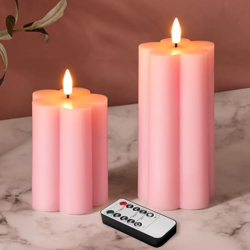 Bougies LED roses en cire véritable avec télécommande | Lot de 2 Eywamage