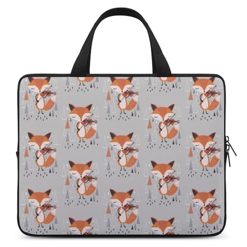 Cute Fox Violin Laptop Bag Laptop Case Computer Messenger Bag with Adjustable Shoulder Strap