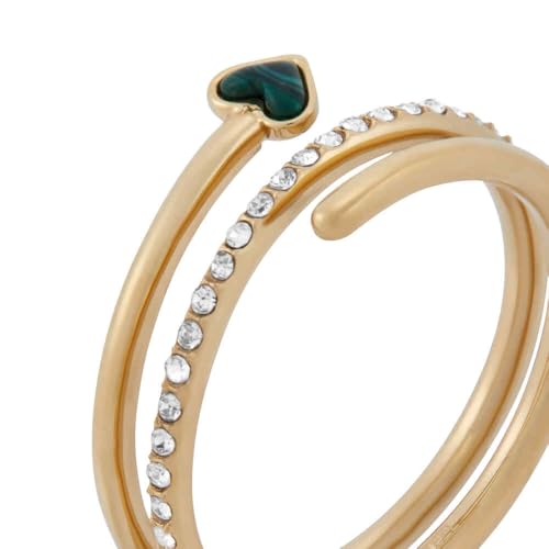 Fossil Anelli Aperti Da Donna In Acciaio Inossidabile, Oro Lucido E Verde, 5 - 4
